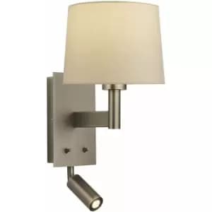 Wall Light Antique Bronze Plate & Taupe Fabric 60W E27 GLS & 2W LED e10669