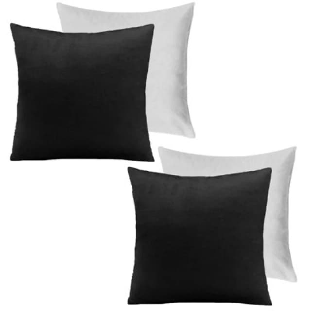 OHS OHS 2 x Matte Velvet Filled Cushion Covers Soft Zip in Black Size: 45cm x 45cm Black 45cm x 45cm Unisex 5027434178797