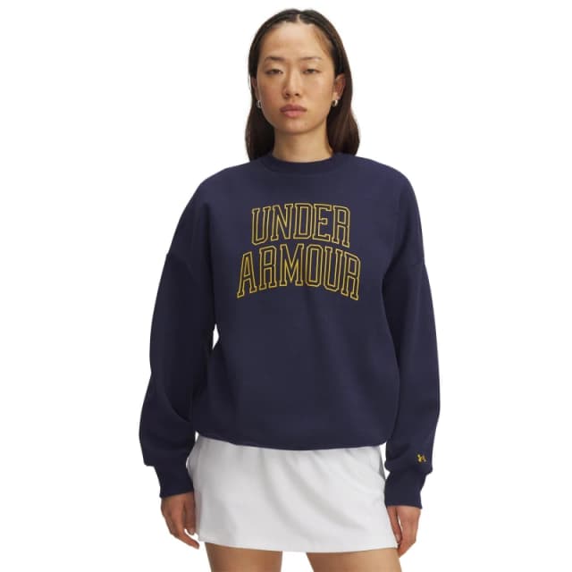 Under Armour Womens Varsity Crew Sweatshirt Crew Sweaters 10 (S) Blue 66109418350
