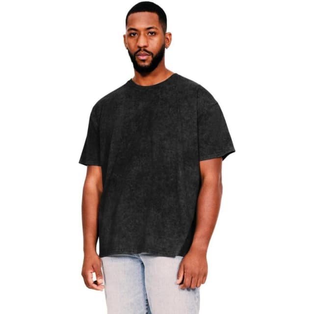 Casual Classics Mens Acid Wash Oversized T-Shirt in Black Size: Large Black Male L