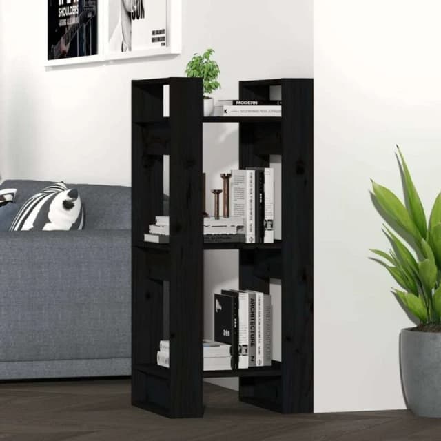 VIDAXL Book Cabinet/Room Divider Black 41x35x91cm Solid Wood Pine vidaXL 8720286905012