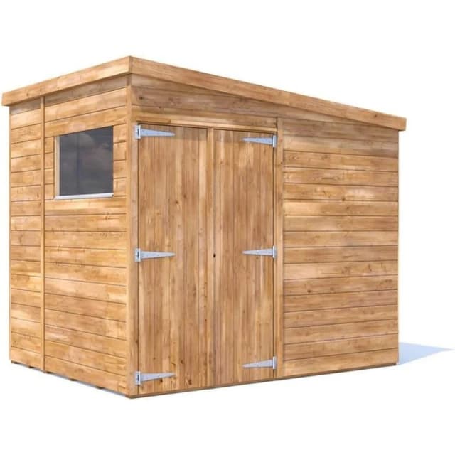 Dunster House 8X6 Wooden Bike Shed, 2.4X1.8M, 15mm Walls, Pent Roof, Window, Pressure Treated, Superfelt, Modular