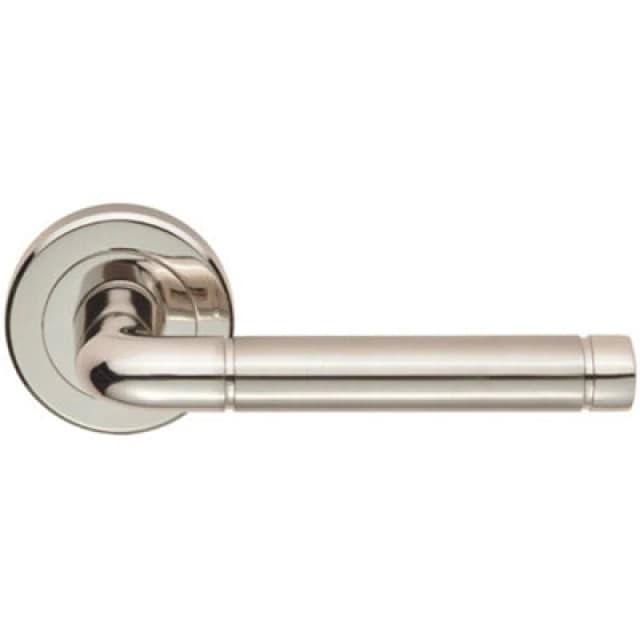 Loops PAIR Straight Elliptical Lever on Round Rose Concealed Fix Polished Satin Nickel Metallics
