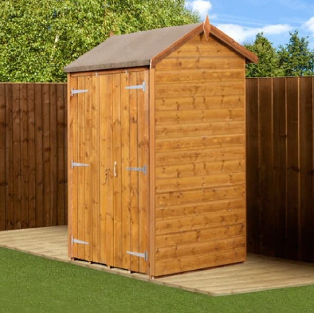 Empire Sheds Empire Modular Apex 4X4 Dipped Treated Tongue And Groove Wooden Garden Shed Double Door (4' X 4' / 4ft X 4ft) (4X4)