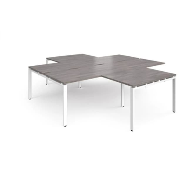 Adapt Adapt back to back 4 desk cluster 2800mm x 1600mm with 800mm return desks - white frame, grey oak top ER28168-WH-GO