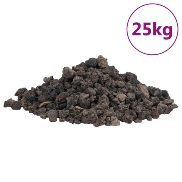 vidaXL Volcanic Rocks 25 kg Black 1-2 cm, Black 155318