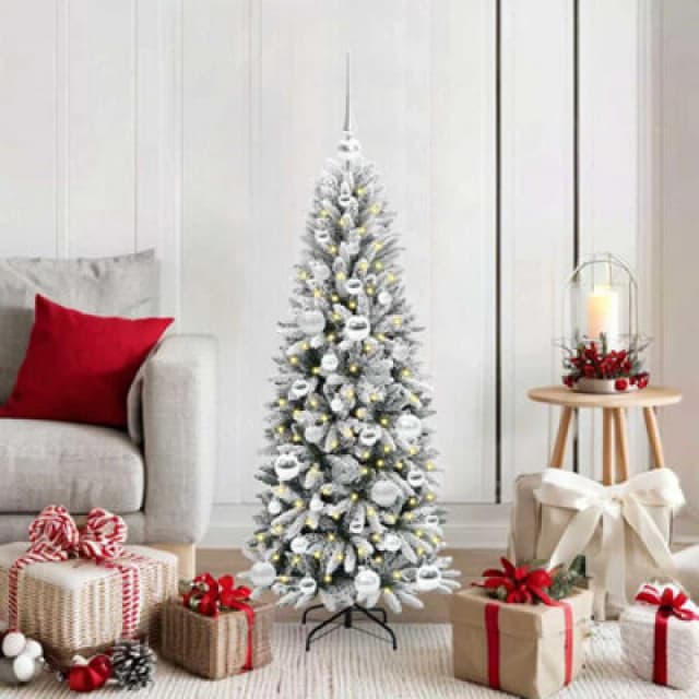 vidaXL Artificial Christmas Tree with 150 LEDs, Silver Balls White 53 x 53 x 120 cm, White 3396026