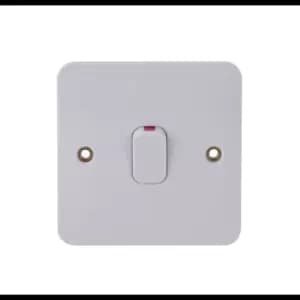 Schneider Electric Lisse White Moulded - Single Light Switch, 32A, Double Pole, with Neon Indicator, GGBL4031, White, Pack of 10