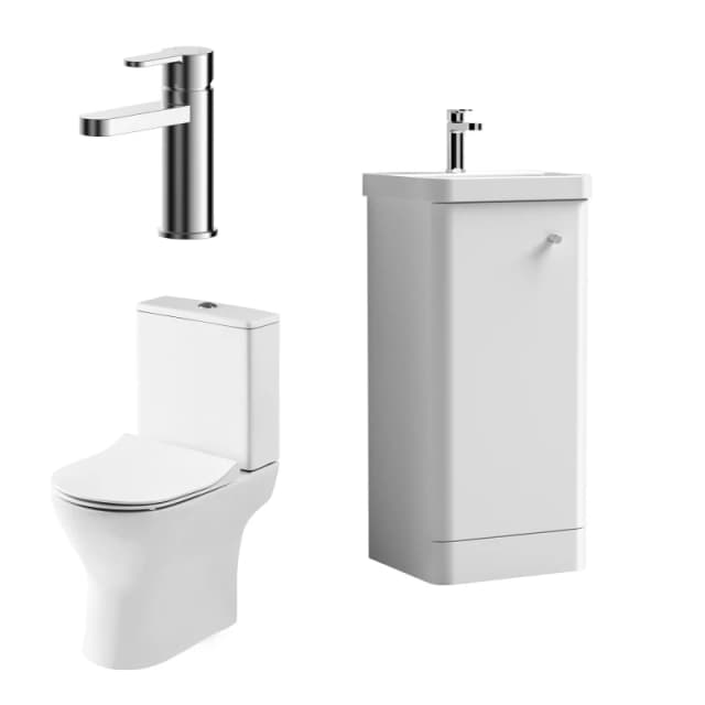 Balterley Cloakroom Suite Vanity Unit Tap and Toilet White White