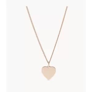 Fossil Womens Lane Heart Rose Gold-Tone Stainless Steel Necklace - Rose Gold