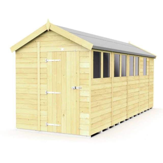Flat Pack Sheds DIY Sheds 6 x 17 Apex Shed, Brown 6X17AFF