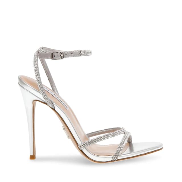 Steve Madden Womens Bryanna Heeled Sandals Silver female 8 (41)
