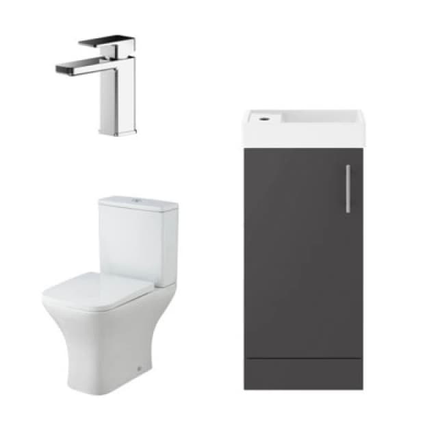 Balterley Cloakroom Floor Standing Vanity Basin Unit Tap Toilet Gloss Grey Grey