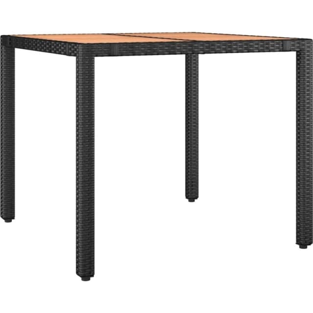 JINLEFU Garden Table with Wooden Top Black Poly Rattan&Solid Wood Acacia vidaXL JRVDZX-319548_DE