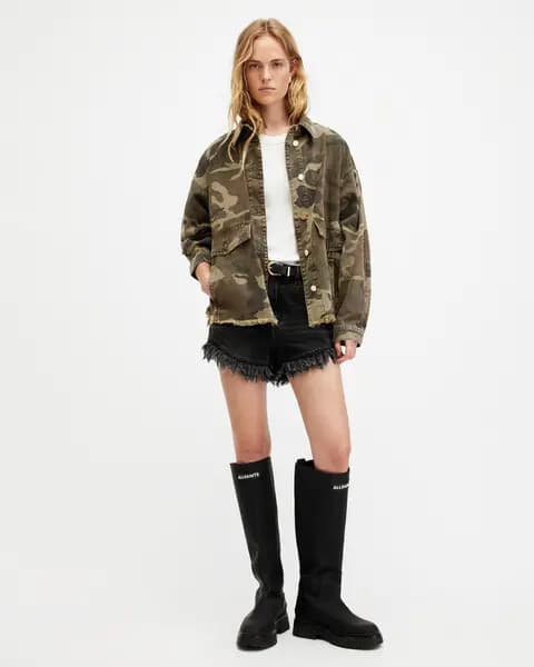 AllSaints Hettie Oversized Camouflage Denim Shacket