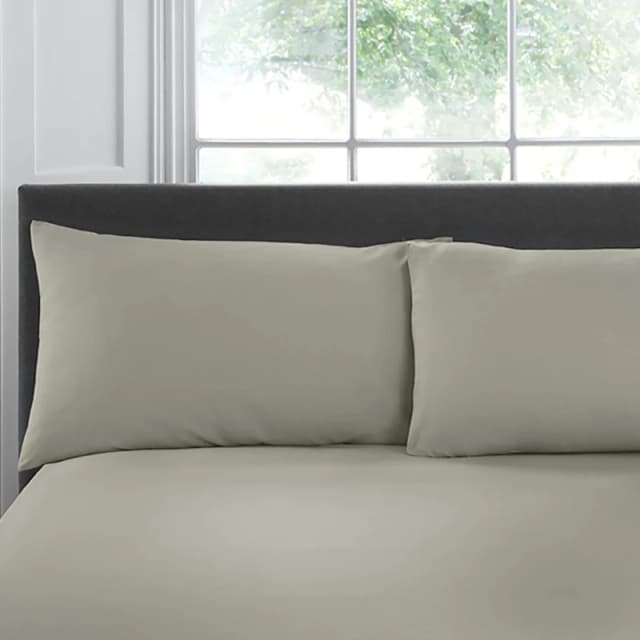 Appletree 'Premium 200TC Plain Dye' Hotel Quality 100% Percale Cotton Housewife Pillowcases (Pair) Silver