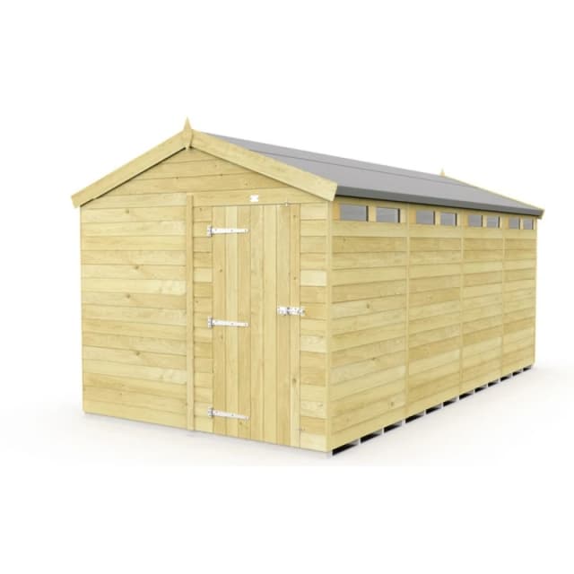 Buttercup Farm 8 x 16 Feet Apex Security Shed - Single Door - L472 x W231 x H217cm in Brown Brown Unisex