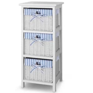 Basket Shelf White/Blue Wood