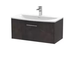 Hudson Reed Juno 800mm Wall Hung 1 Drawer Vanity & Curved Basin - Metallic Slate