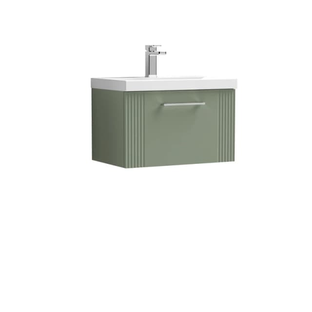 Balterley 1 Drawer Wall Hung Vanity Unit ThinEdge Basin Green 600mm Green