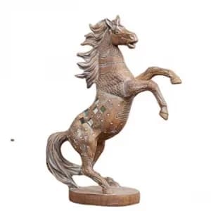 Carved Sandstone Effect Horse Ornament with Mirror Mosaic