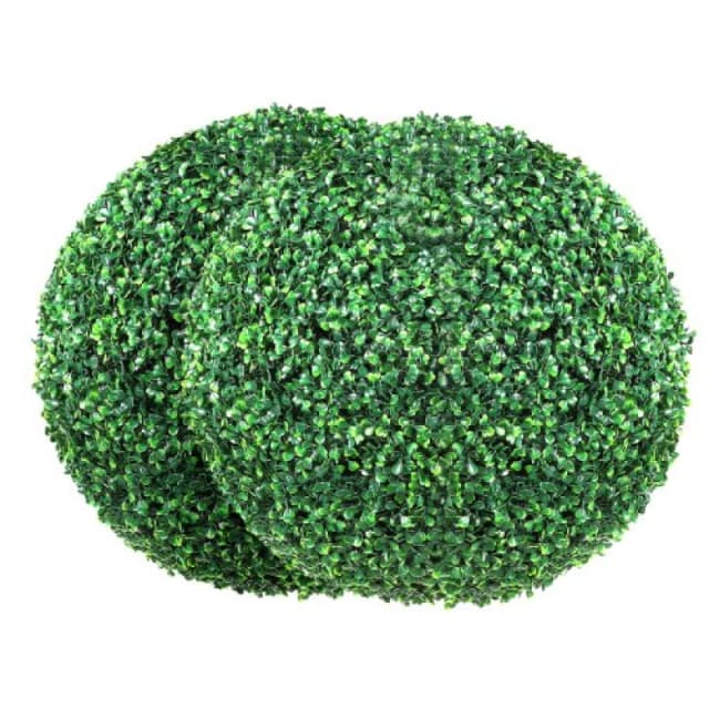 MOPHORN Mophorn - Artificial Boxwood Topiaries, 24" Tall (2 Pieces), Ball-Shape Faux Plants, All-Year Green Decorative Balls for Backyard, Balcony, Ga