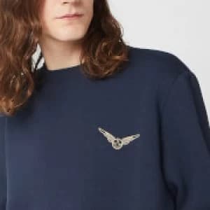Harry Potter Golden Snitch Unisex Embroidered Sweatshirt - Navy - 3XL