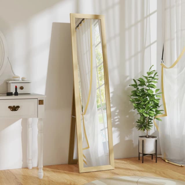 HOMCOM HOMCOM 37 x 157cm Full Length Mirror with Frame for Bedroom, Natural Natural One Size Unisex 5063603064249