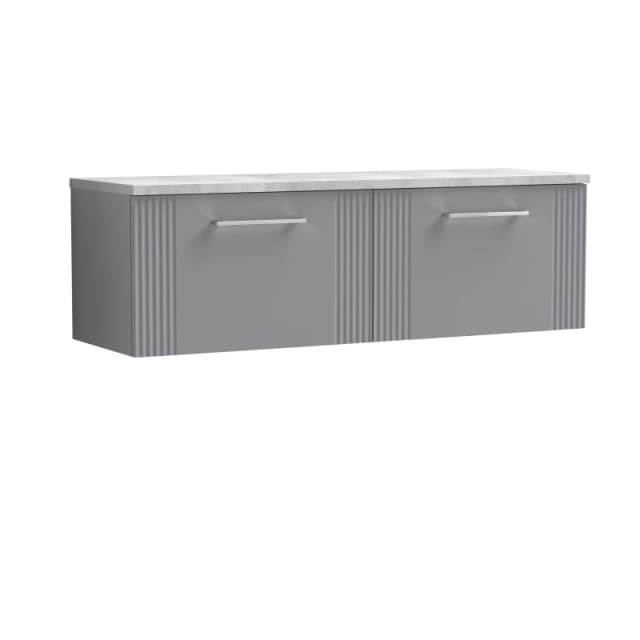 Balterley 2 Drawer Wall Hung Vanity Unit Grey Laminate Worktop, Grey 1200mm Grey Unisex