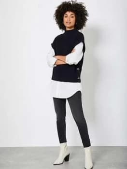 Mint Velvet Easy Knitted Button Tabard - Navy