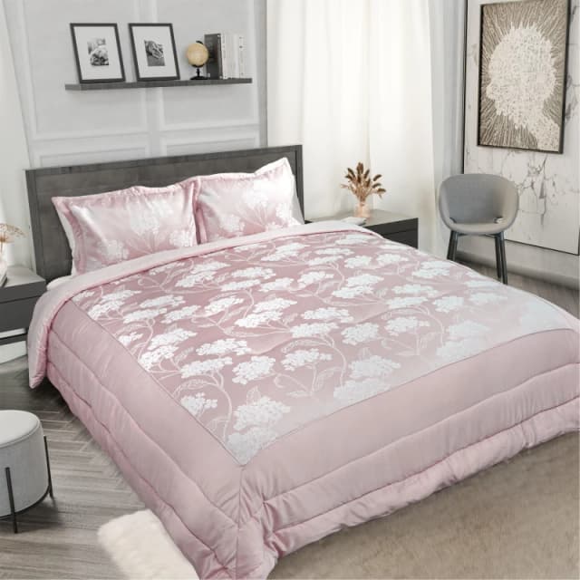 Emma Barclay Blossom Bedspread with 2 Matching Pillow Shams Blush Pink BLSBEDBLS