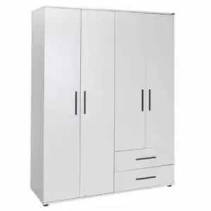 FWStyle White 4 Door 2 Drawer Wardrobe