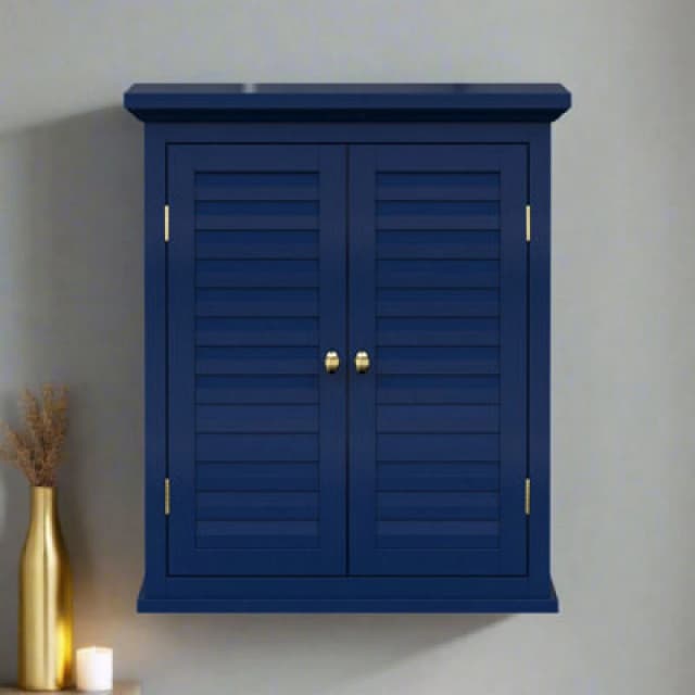 Teamson Home 24" Glancy Two Shutter Doors Removable Wooden Wall Cabinet Navy, Blue ELG-583NV
