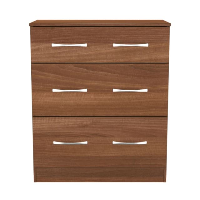 Hampshire 3 Drawer Deep Chest Of Drawers In Noche Walnut (Ready Assembled)