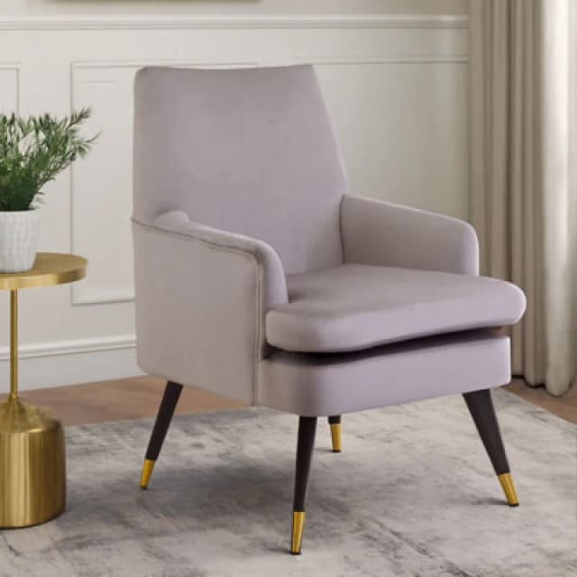 Orsina Mink Velvet Armchair, Built To Last Lounge Chair, Easy To Maintain Velvet Chair, Reliable Armchair