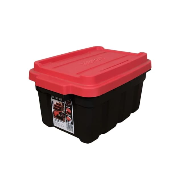 Samuel Alexander 11L Black And Red Small Tuff Stackable Storage Box With Lid And Carry Handles
