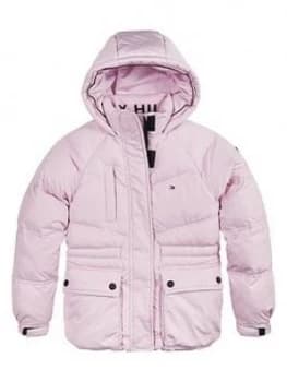 Tommy Hilfiger Girls Waisted Sporty Padded Coat - Pink, Size 8 Years, Women