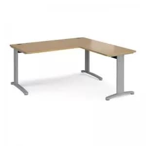 TR10 desk 1600mm x 800mm with 800mm return desk - silver frame and oak