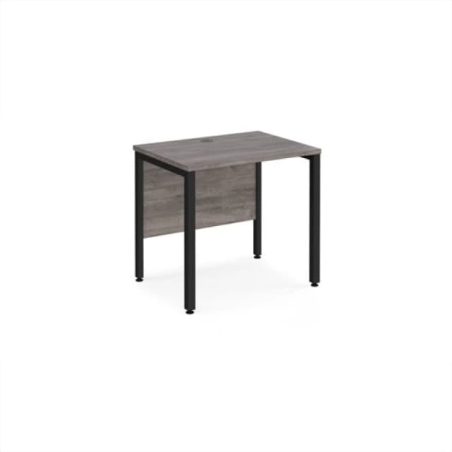Maestro 25 Straight Office Desk Black Leg Frame and Grey Oak Table Top - 800x600mm