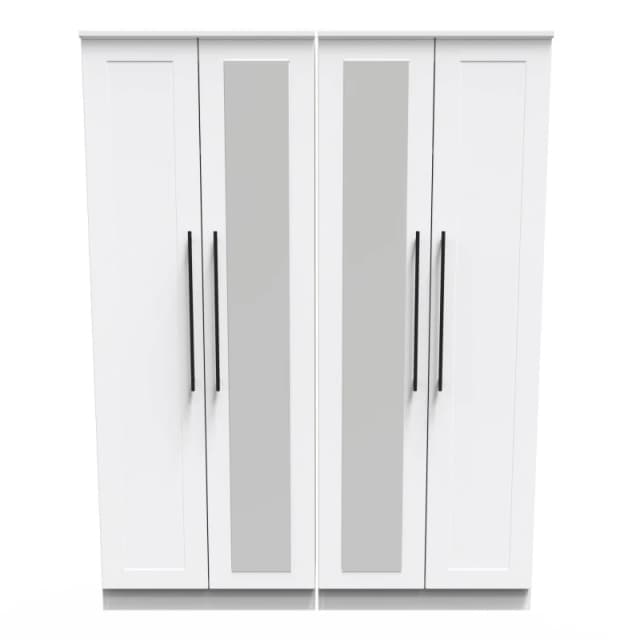 Howard Tall 4 Door 2 Centre Mirrors In White Ash (Ready Assembled)