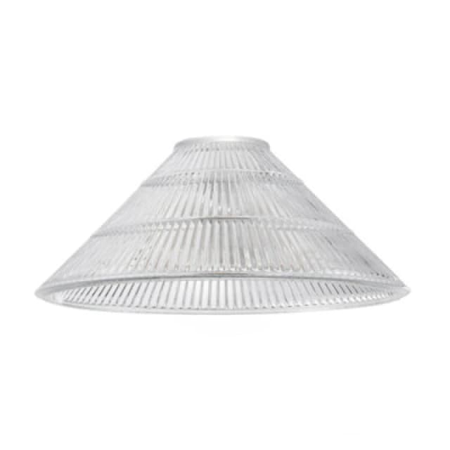 Happy Homewares Modern Designer Transparent Ridged Glass Easy Fit Pendant Shade In Cone Shape