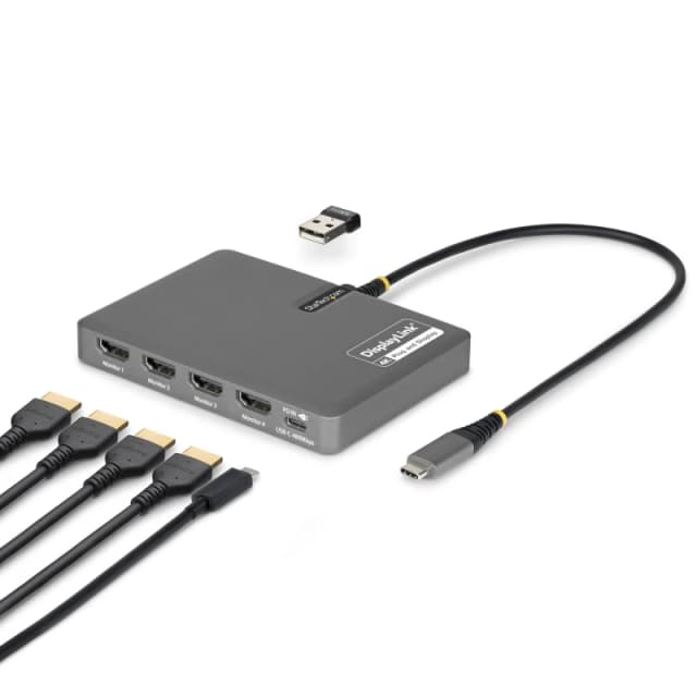 StarTech.com USB-C to Quad-Monitor Workstation Adapter. 4K 60Hz HDMI.