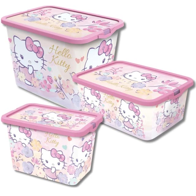 Hello Kitty Tripple Storage Box Set Pink unisex Multi Size