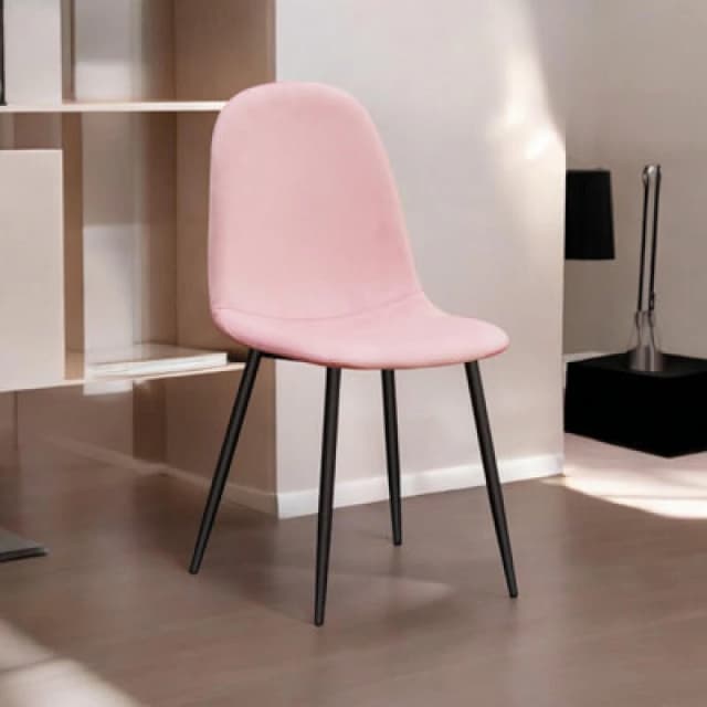 Pink Fabric Chair Black Metal Legs