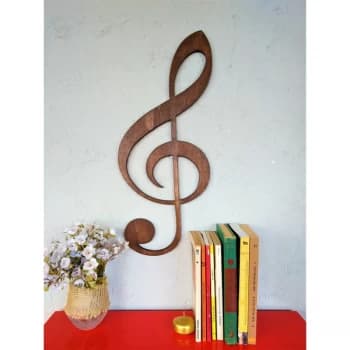 Treble Clef - Walnut Walnut Decorative Wooden Wall Accessory