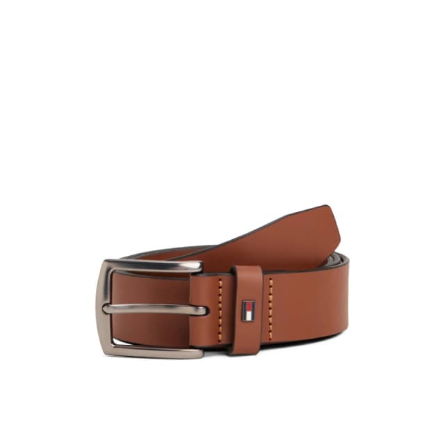 Tommy Hilfiger Mens Denton Enamel Flag Leather Belt Winter Cognac male 34W (100)