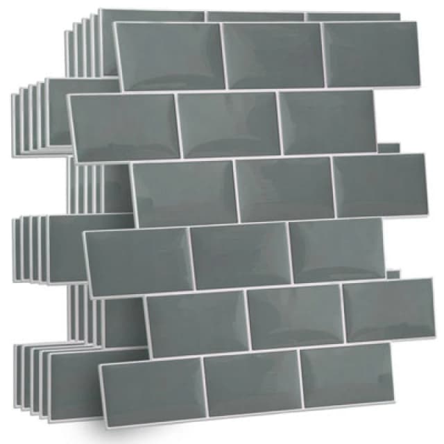 Walplus Elegant Grey Metro Subway Tile 3D Tile Sticker 30.5 X 15.4Cm (12 X 6 In) - 20Pcs In A Pack One Colour WSHYR Unisex