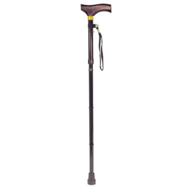 Loops Collapsible Walking Stick with Ergonomic Wooden Handle - 5 Height Settings Multi