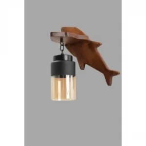 Bal?k ceviz siyah caml? aplik Black Brown Wall Lamp