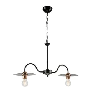Lamkur Lighting - Alice Multi Arm Pendant Ceiling Light Black, 2x E27